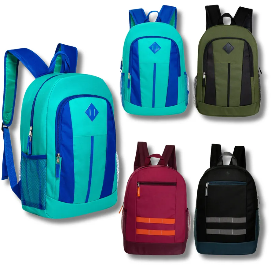 Adjustable Solid Patterned Backpack - Assorted — wholesale Bags & Backpacks by the case