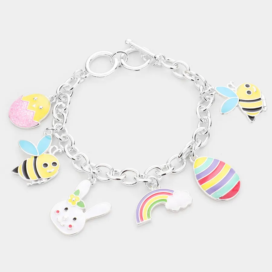 Rainbow Bunny Easter Egg Toggle Bracelet — wholesale Seasonal & Holiday by the case