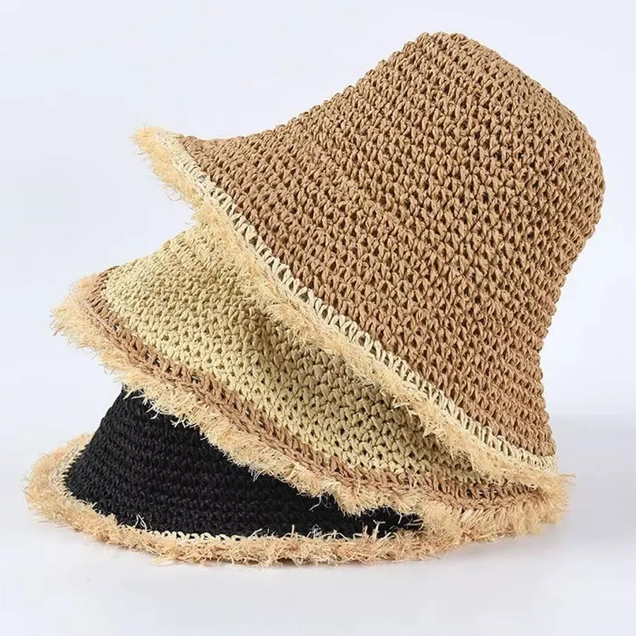 Casual Folding Handmade Paper Straw Hat For Women's-Assorted — wholesale Apparel & Accessories by the case