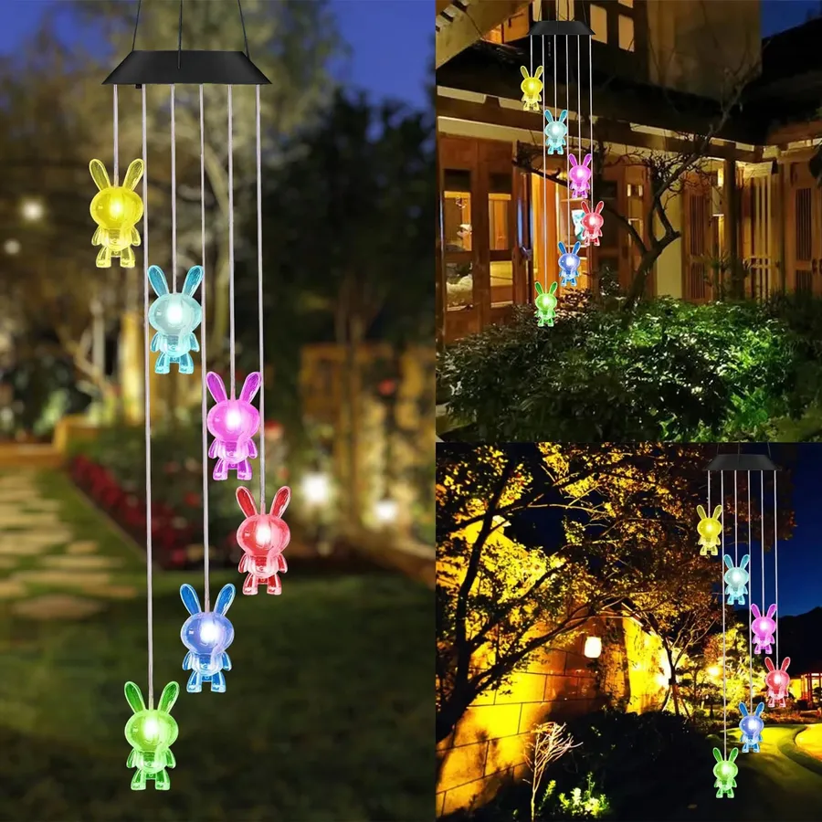 Solar Rabbit Hanging Outdoor Wind Chimes For — wholesale Home & Décor by the case