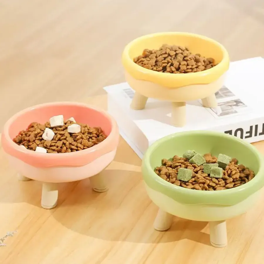 Donut-Shaped Raised Cat Bowl with Anti-Spill Stand — wholesale Pet by the case