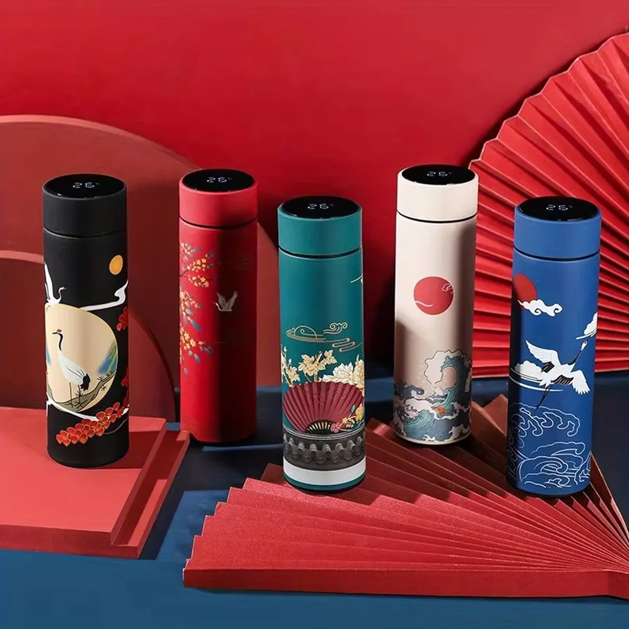 Printed Smart Stainless Steel Thermal Water Bottle- Assorted — wholesale Kitchen & Drinkware by the case