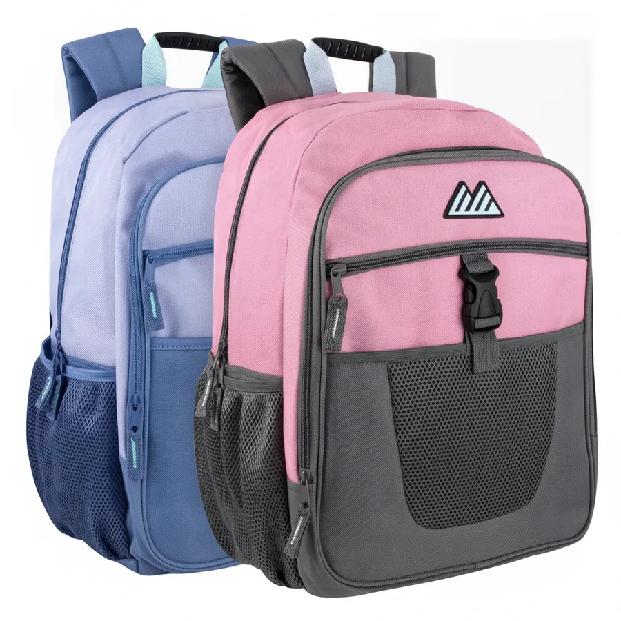 18-Inch Everyday Backpack with Front Mesh Pocket and Buckle Detail — wholesale Bags & Backpacks by the case