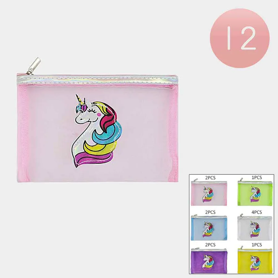 Enchanting Unicorn Printed Mini Mesh Pouch Bags — wholesale Bags & Backpacks by the case
