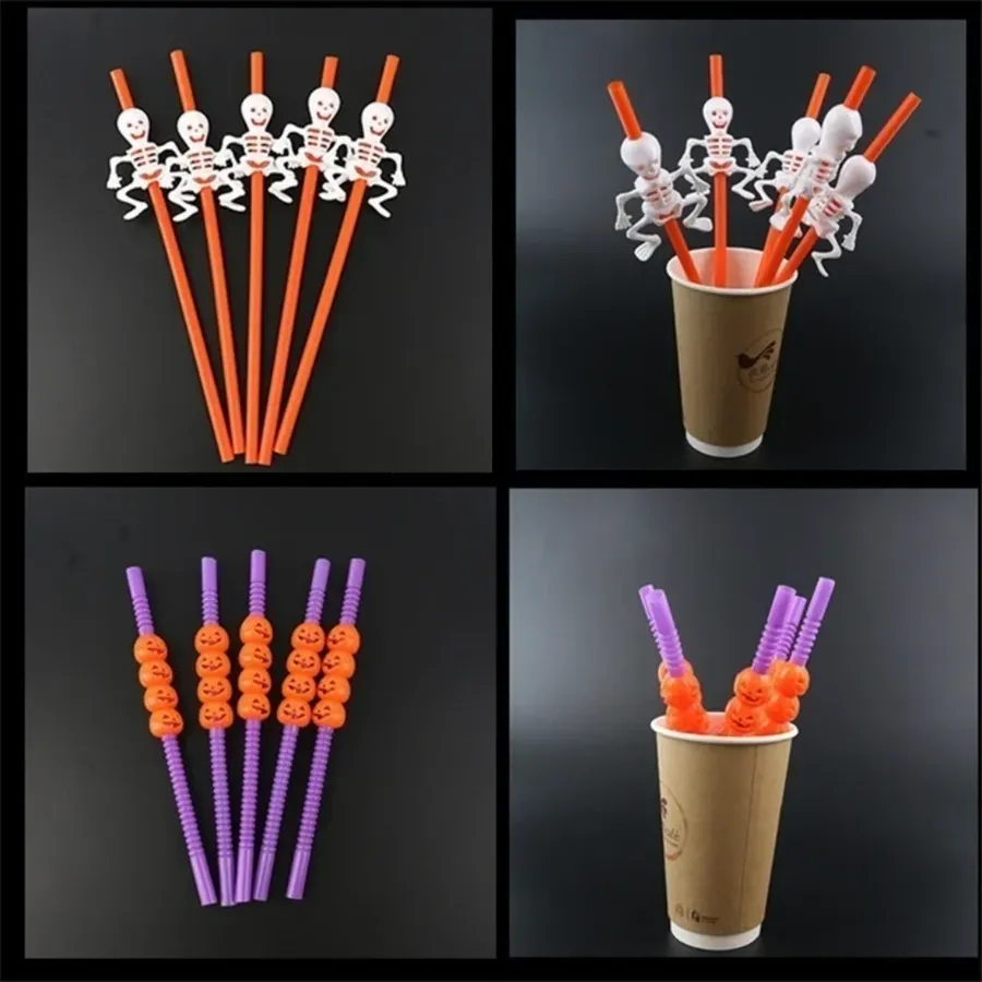 Halloween Cartoon Straws – Skull & Pumpkin Spice Designs — wholesale Seasonal & Holiday by the case