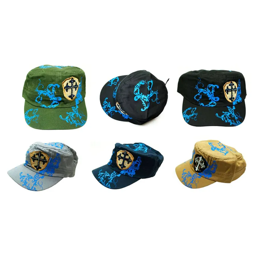 Studded Cross Cadet Caps - Assorted — wholesale Apparel & Accessories by the case