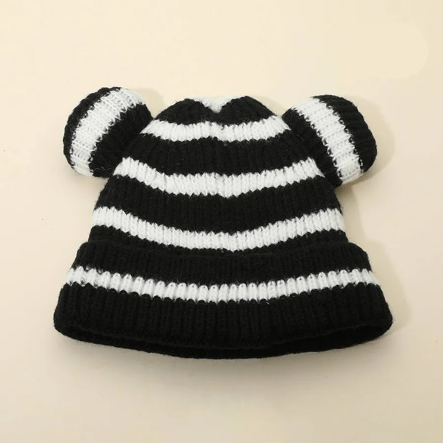 Bear Striped Knit Winter Beanie Hat For Kids - Assorted — wholesale Apparel & Accessories by the case