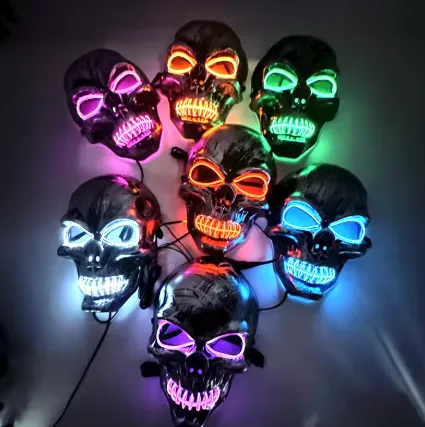 Glowing LED Skull Mask Horror Costume Prop — wholesale Apparel & Accessories by the case
