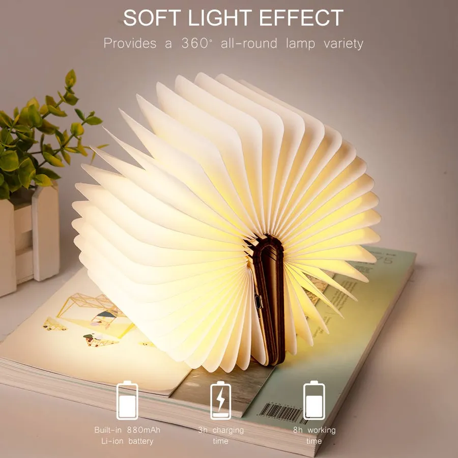 LED Wooden Book Lamp – 3-Color USB Bedside Night Light — wholesale Tech & Gadgets by the case