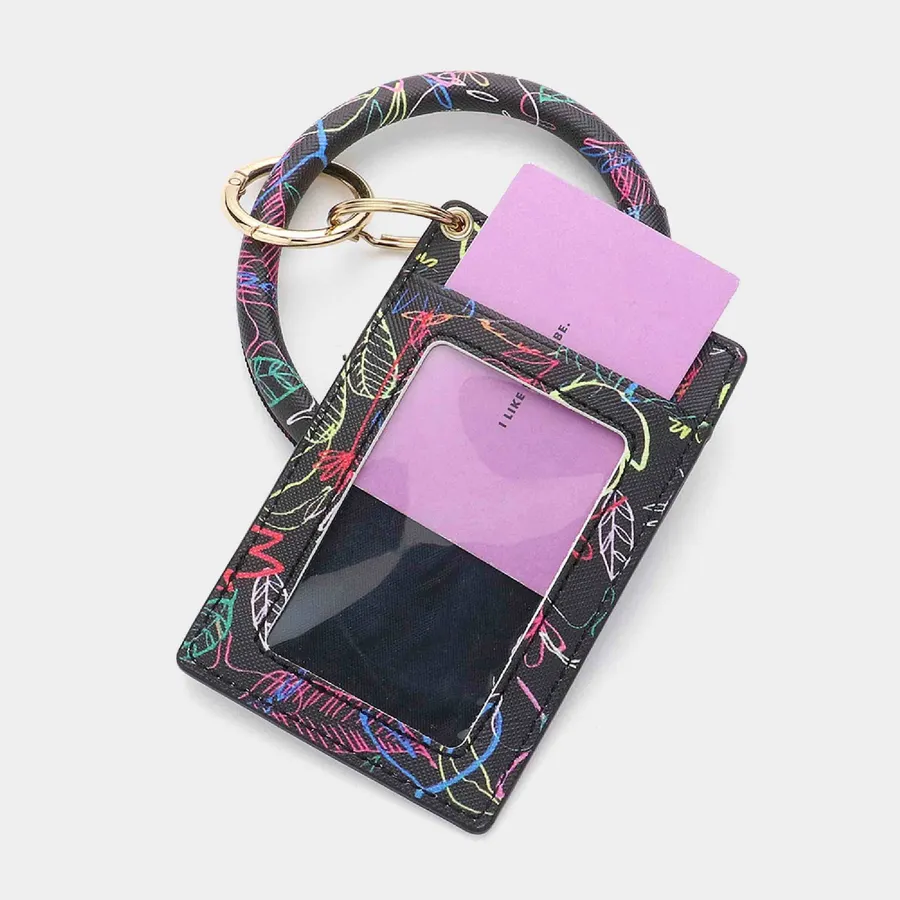 Leather Keychain Bracelet With Card Holder — wholesale Keychains & Charms by the case