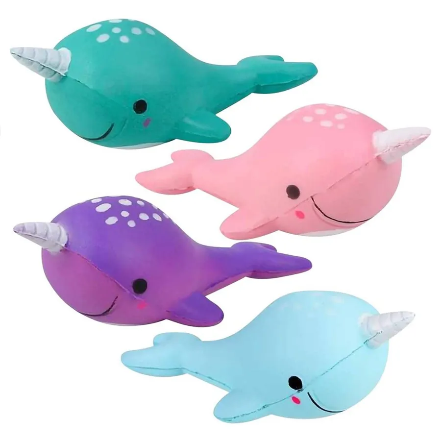 Narwhal Squishy Slow Rise Foam Animal | 5"inches | Assorted — wholesale Plush & Squishies by the case