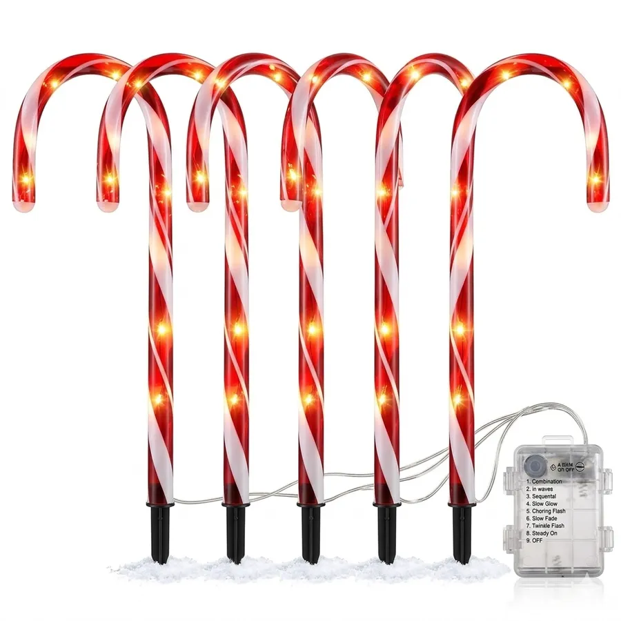 LED Candy Cane Pathway Lights | Solar-Powered Outdoor Decor — wholesale Home & Décor by the case