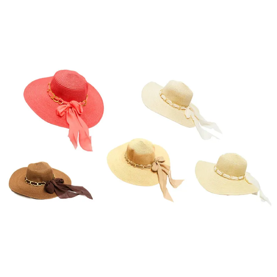 Beach Floppy Straw Hats For Women's - Assorted — wholesale Apparel & Accessories by the case