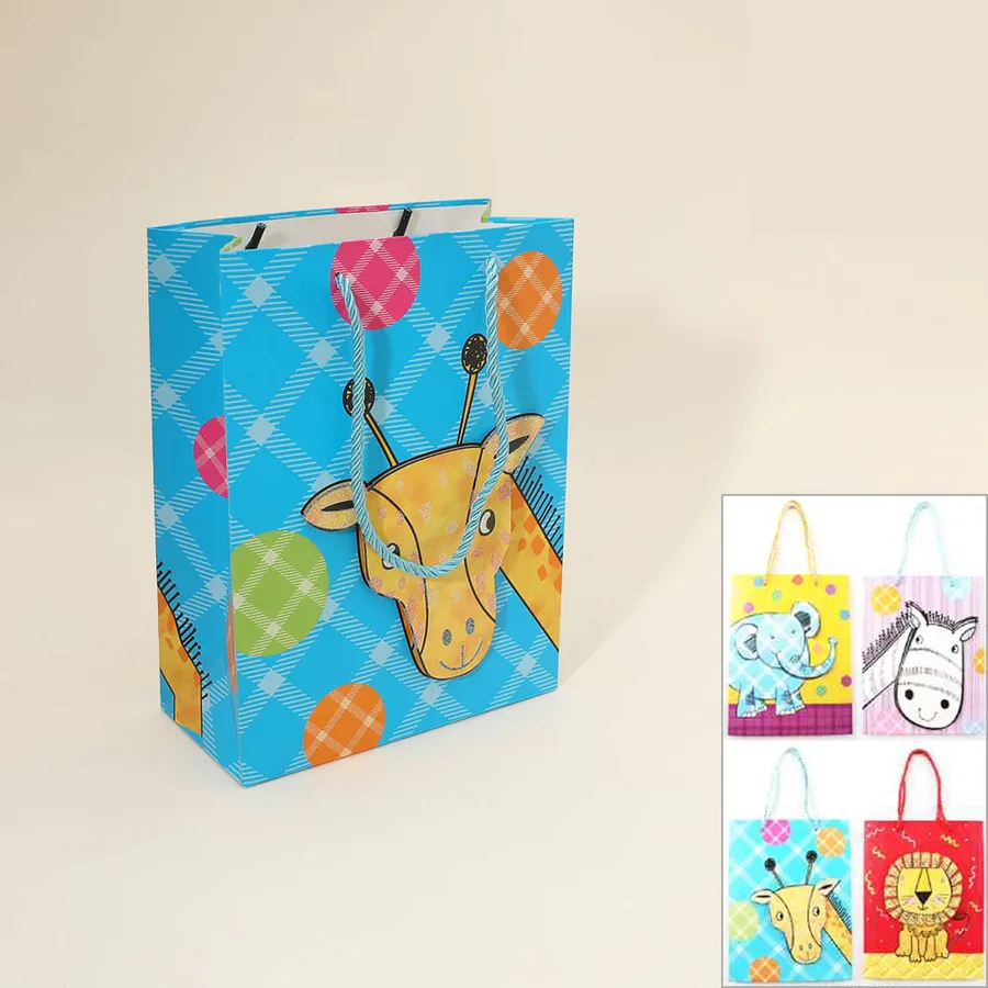 Back To School Animal Themed Printed Gift Bags - Assorted — wholesale Party & Gifts by the case