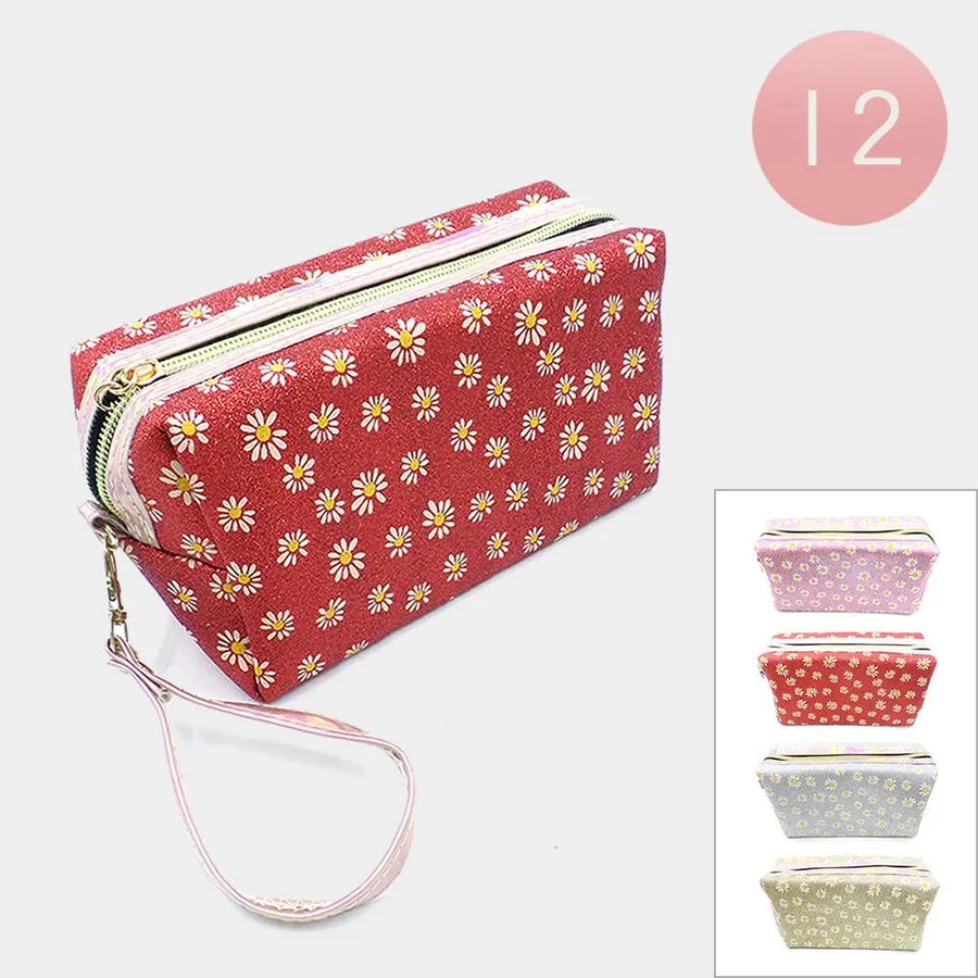 Daisy Flower Patterned Style Wrist Pouch Bags for Women — wholesale Bags & Backpacks by the case