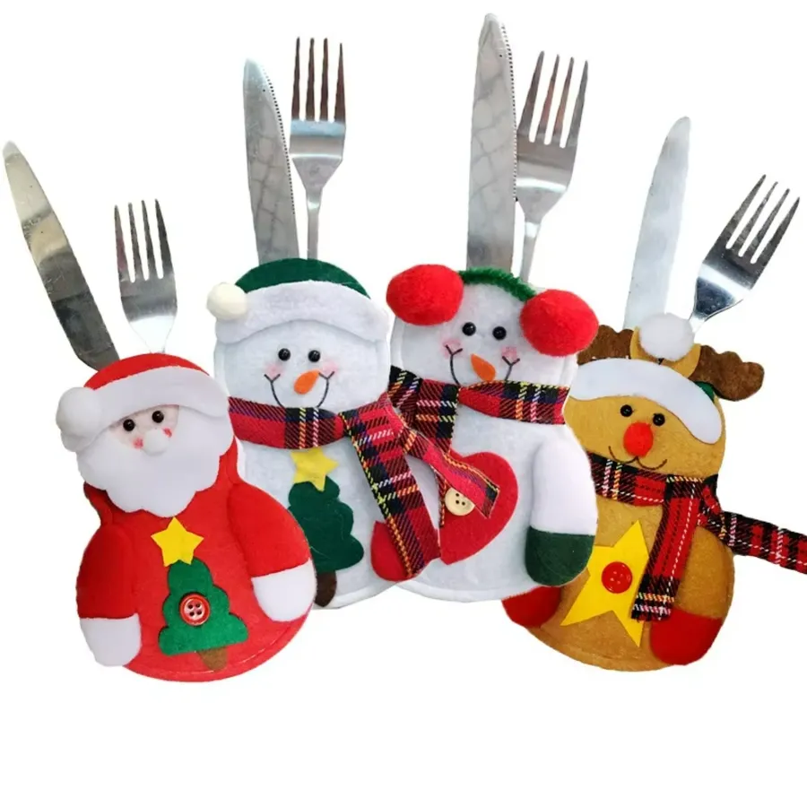 Cutlery Bag Set - Santa Snowman - Christmas — wholesale Seasonal & Holiday by the case