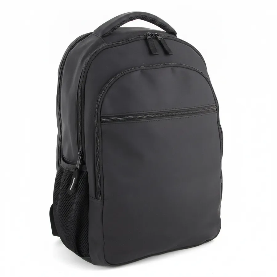 18-Inch Matte Soft-Touch Backpack with Laptop Sleeve - Sleek Black Everyday Travel Bag — wholesale Bags & Backpacks by the case