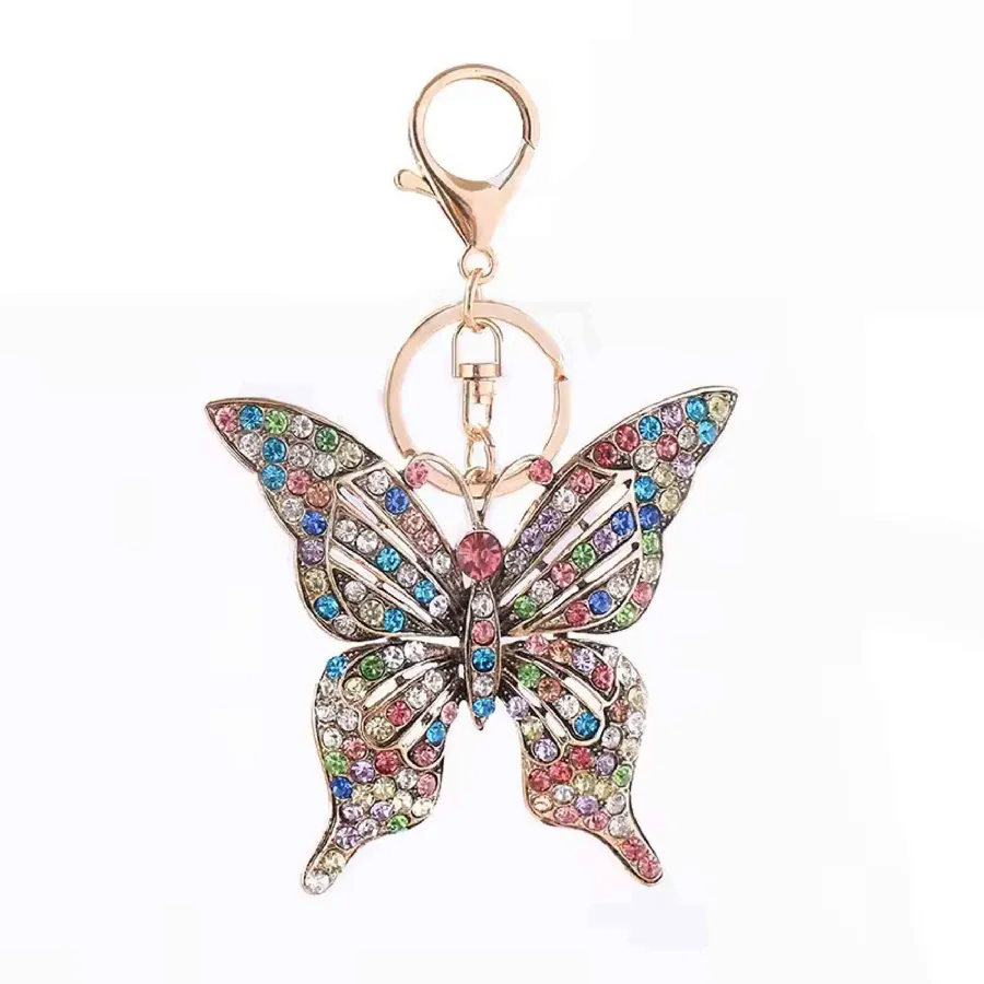 Rhinestone Butterfly Bag Charm Keychain – Bulk — wholesale Keychains & Charms by the case