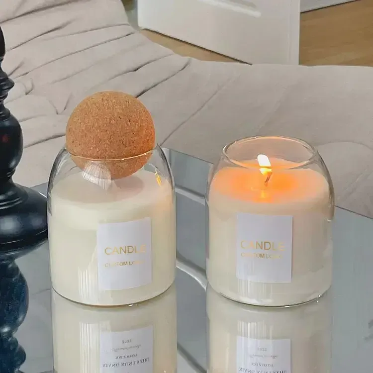Glass Jar with Cork Lid Soy Wax Candles-Home Decor — wholesale Home & Décor by the case