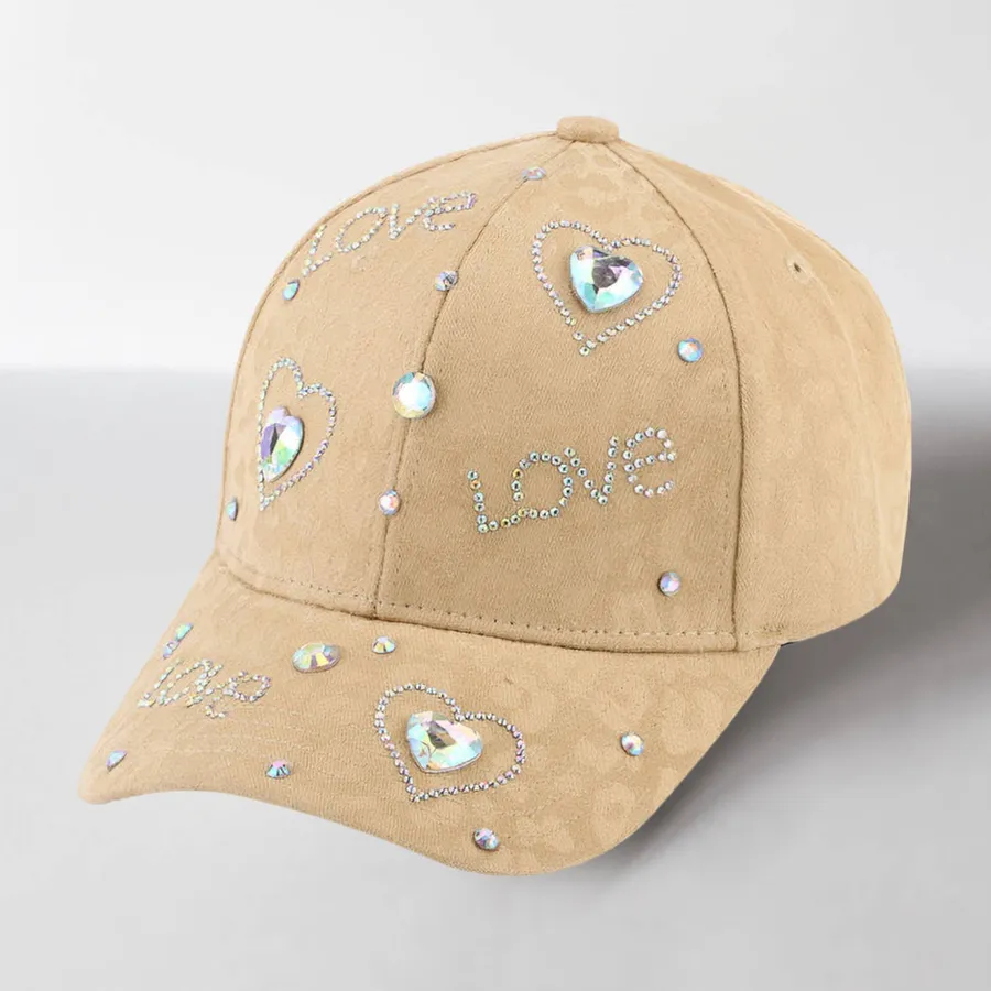 Heart Stone Embellished Baseball Cap For Women's — wholesale Apparel & Accessories by the case