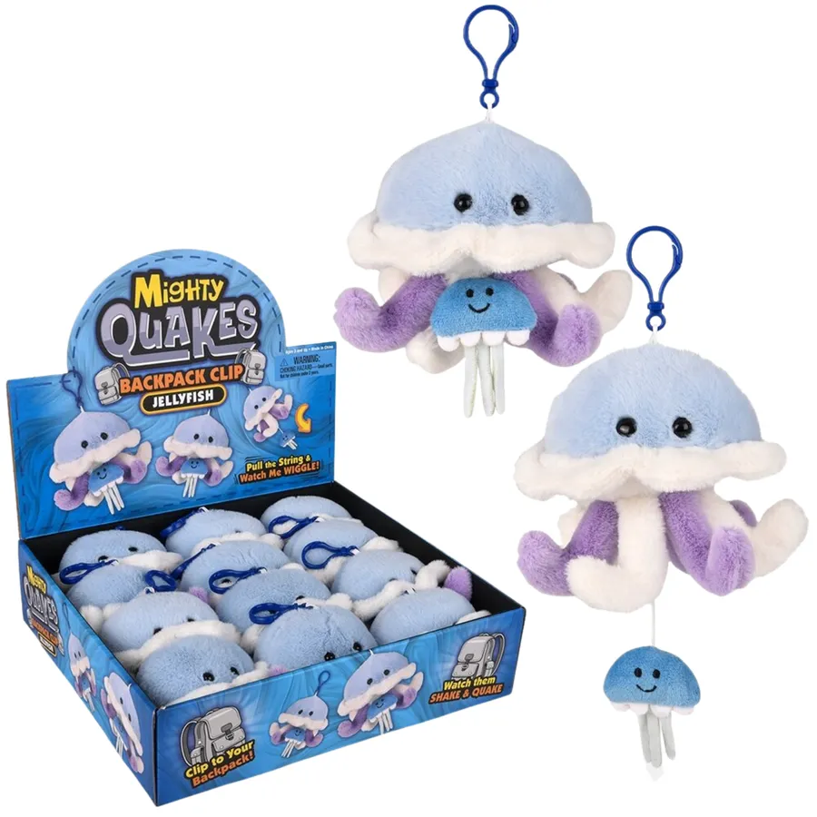 Mighty Quakes 3.5" Jellyfish Backpack Clip Plush Keychain — wholesale Plush & Squishies by the case
