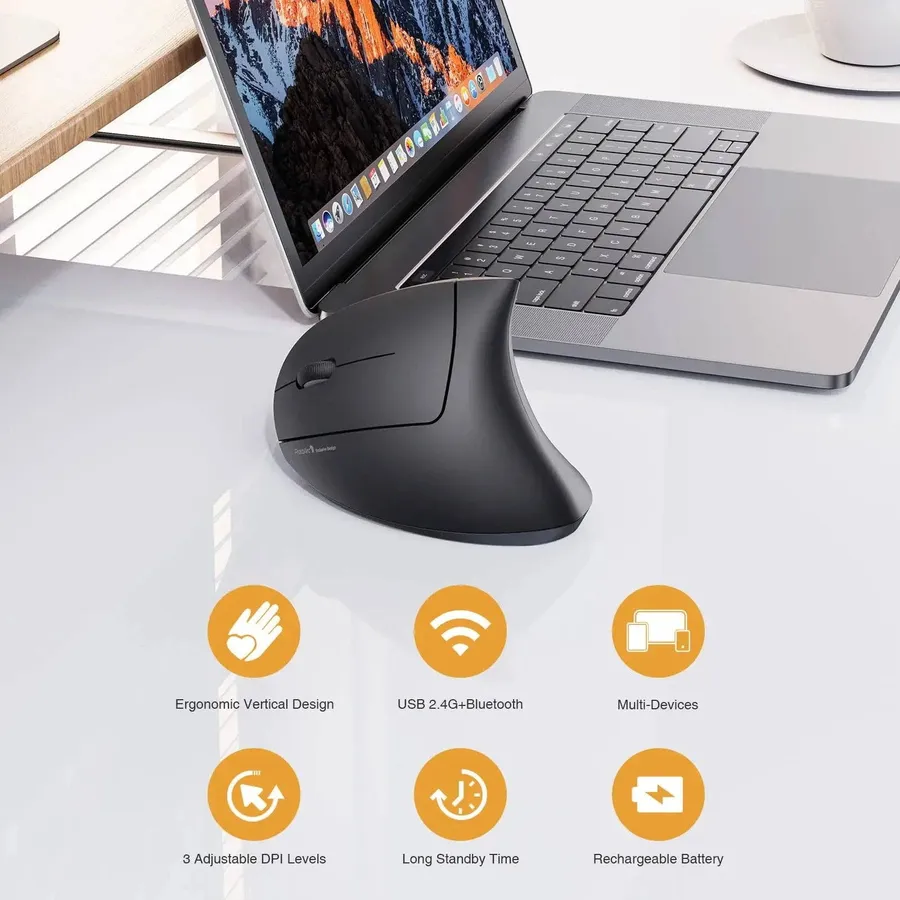 Ergonomic Wireless Vertical Mouse 2.4GHz 6-Button DPI — wholesale More Wholesale Goods by the case