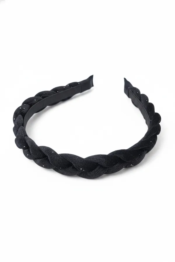 Black Braided Sparkle Velvet Headband - Elegant Hair Accessories for Boutique and Salon — wholesale Apparel & Accessories by the case