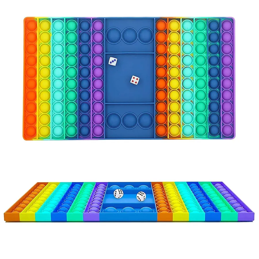 Rainbow Carrom Pop It Game Toy — wholesale Fidgets & Sensory by the case