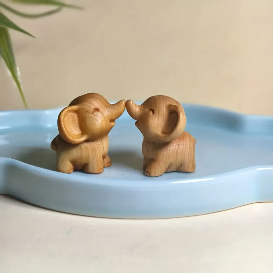 Hand-Carved Wooden Elephant – Mini Decor Ornament — wholesale Home & Décor by the case