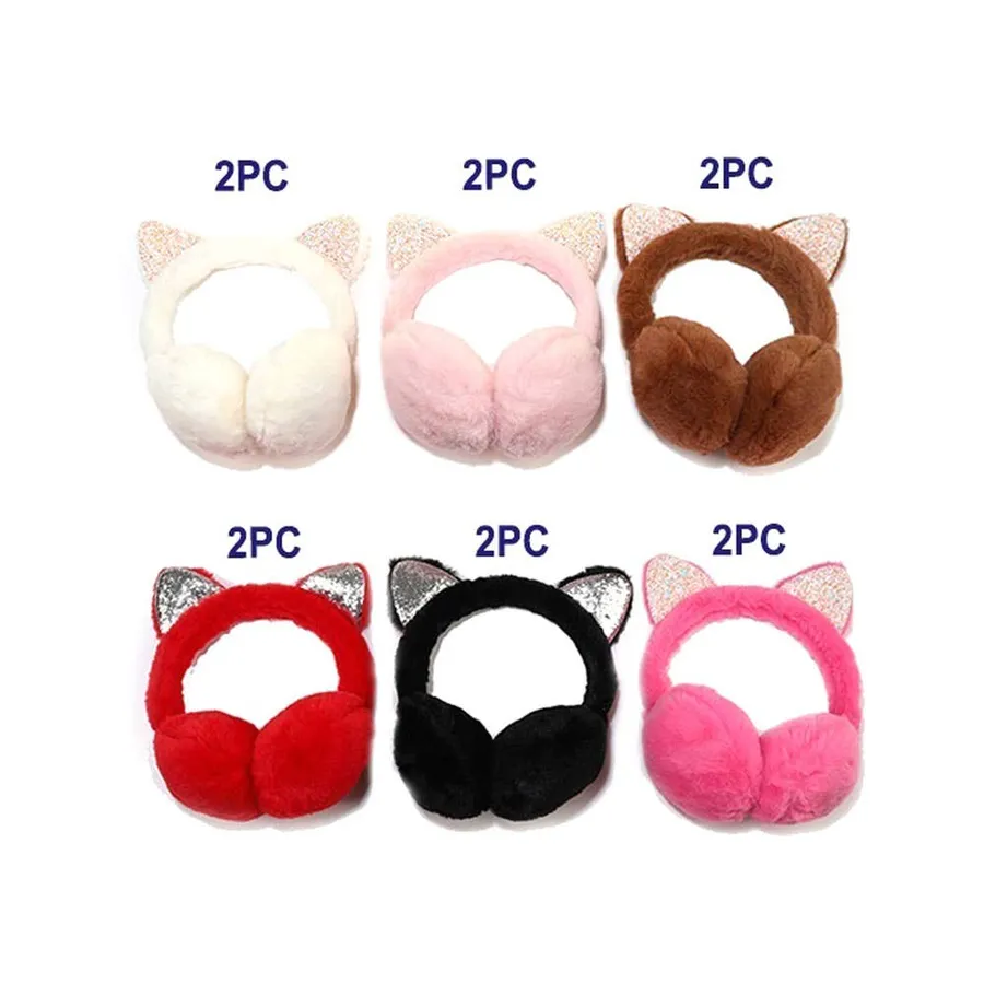 Ears Sequins Plush Earmuffs Earflap Earcup Winter Men Women — wholesale Plush & Squishies by the case