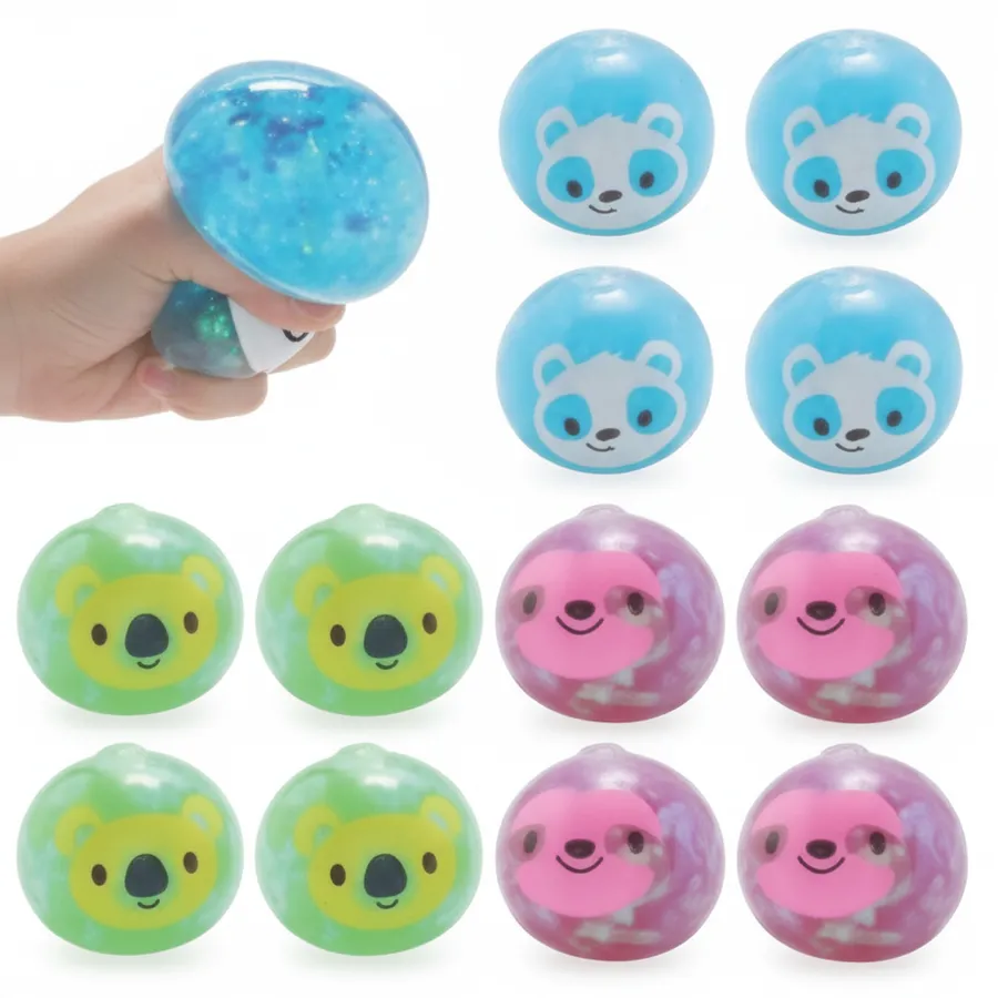 Bright Animal Face Foil Squeeze Water Squishy Toys - Sensory Stress Ball Fidget — wholesale Fidgets & Sensory by the case