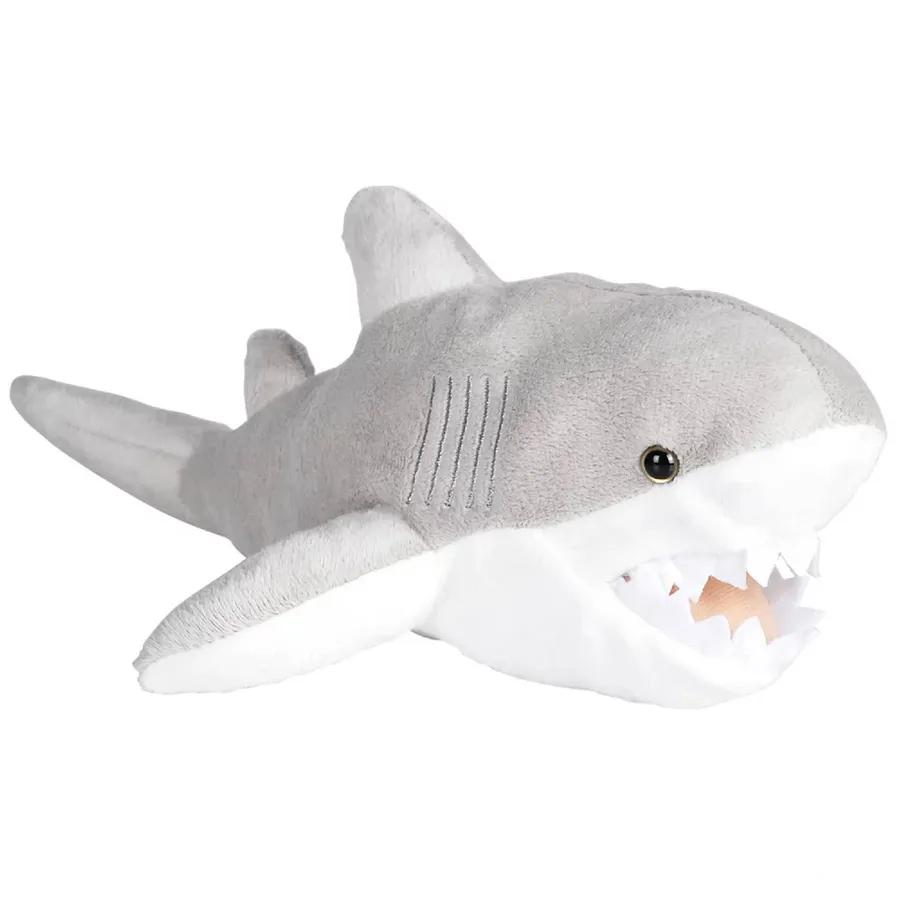 Great White Shark Plush Toy 13-Inch Bulk - Soft Squishy Ocean Predator Sensory Stuffed Animal — wholesale Fidgets & Sensory by the case