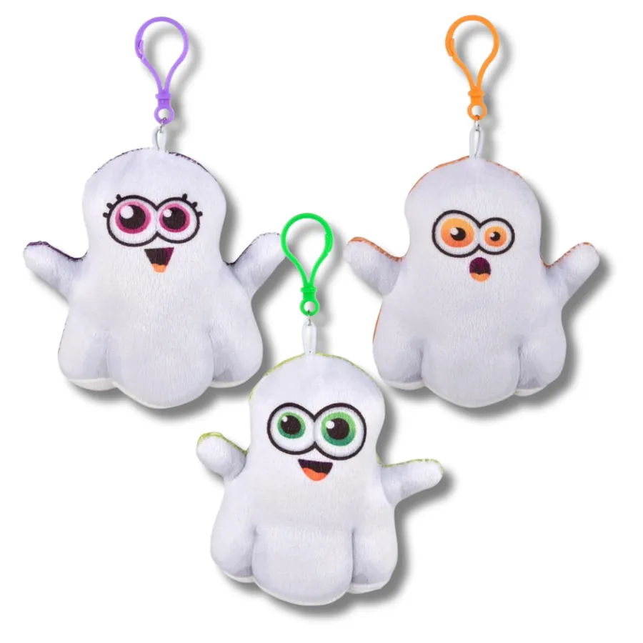 Soft Plush Ghost Clip On keychain Toy - Assorted — wholesale Plush & Squishies by the case