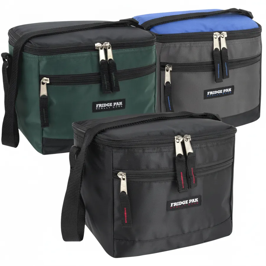 Insulated 6-Can Cooler Bag with Front Zipper Pocket - Everyday Travel Lunch Tote — wholesale Bags & Backpacks by the case