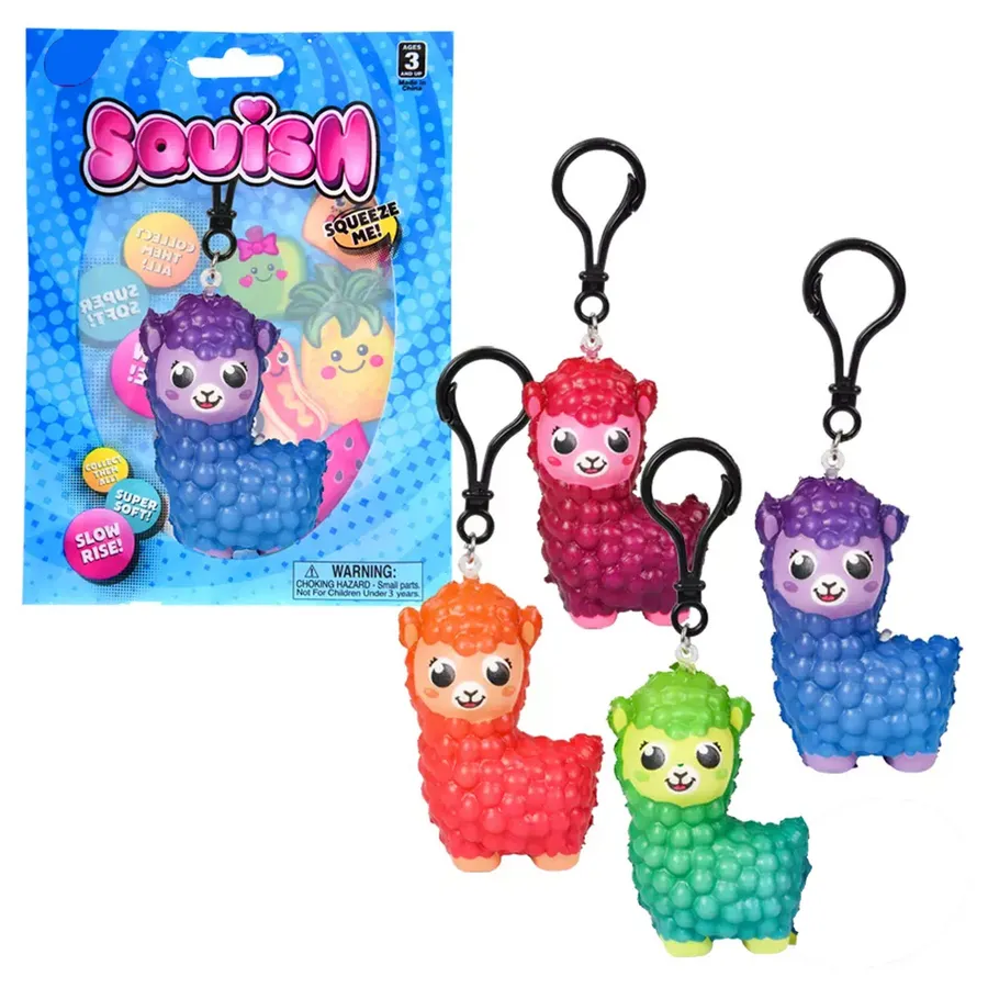 Alpaca Squishy Squeeze Backpack Clip- Assorted — wholesale Fidgets & Sensory by the case