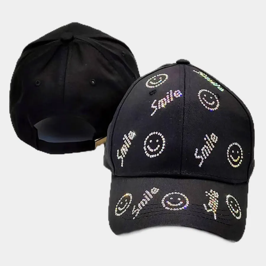 Smile Face Patterned Baseball Cap For Women's - Assorted — wholesale Apparel & Accessories by the case