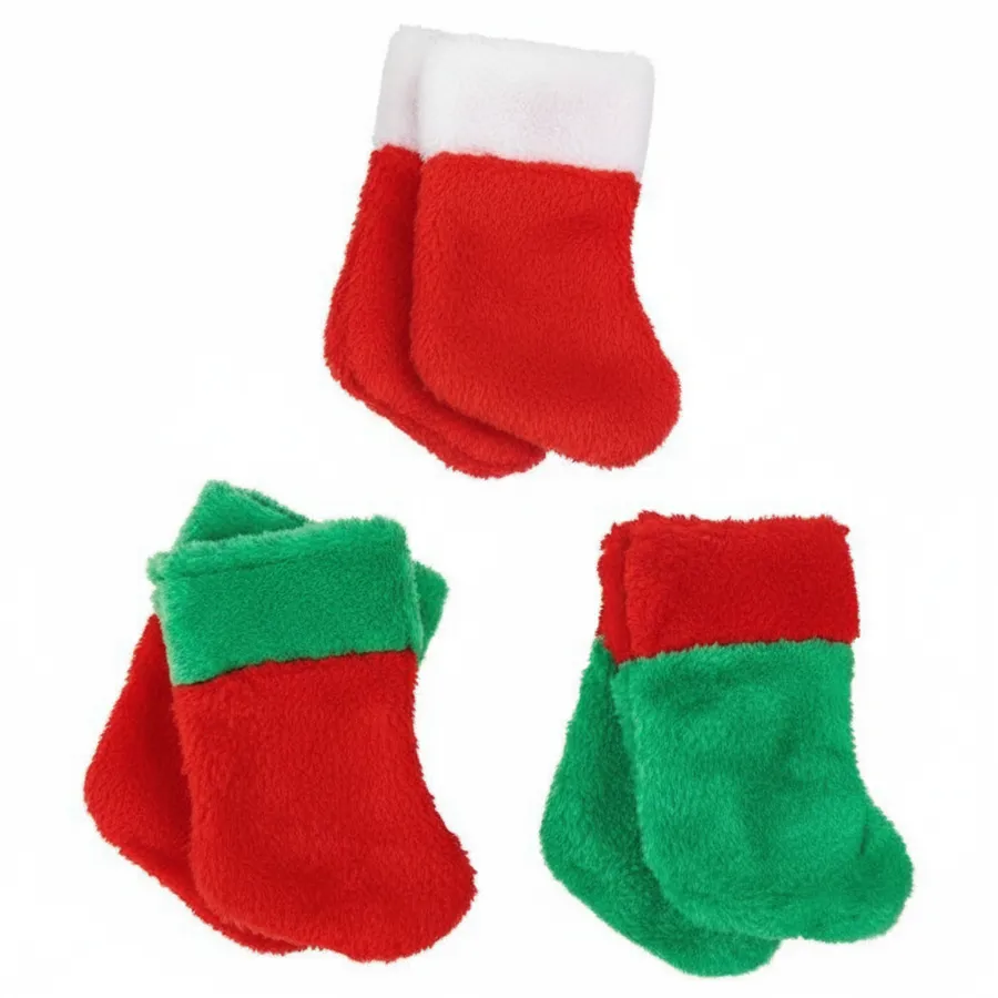 7-Inch Mini Plush Christmas Stockings - Green and Red Holiday Mantel Decor — wholesale Plush & Squishies by the case