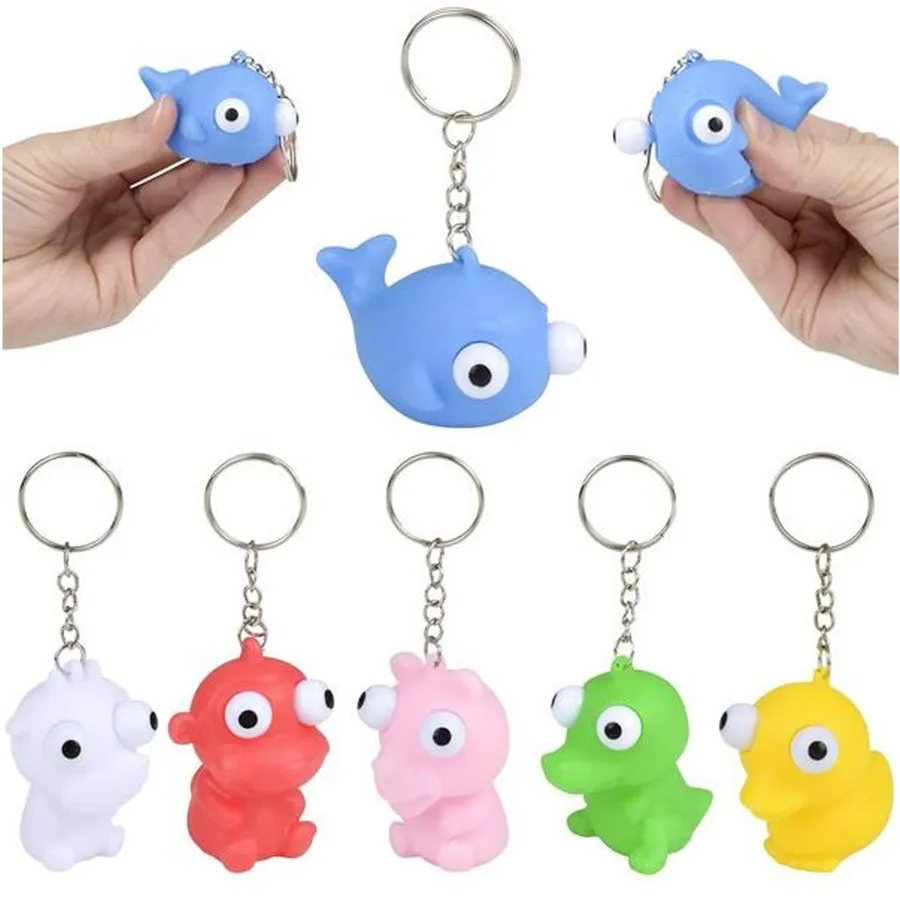 Squeeze Animal Popping Eye Keychain - Assorted — wholesale Fidgets & Sensory by the case