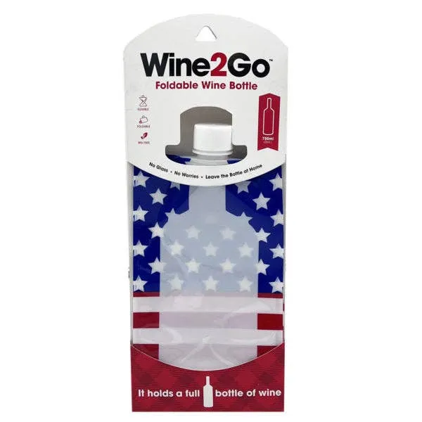Wine2Go Foldable Wine Bottle in Stars and Stripes MOQ-12Pcs, 2.53$/Pc — wholesale Kitchen & Drinkware by the case