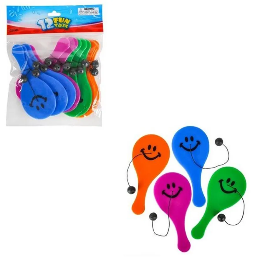 Easter Mini Smile Face Paddle Ball Kids Toy- Valentine — wholesale Seasonal & Holiday by the case