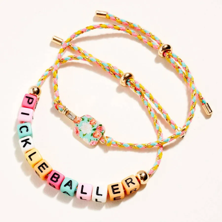 Pickleball Message Beaded Paddle Bracelets Set - Assorted — wholesale Apparel & Accessories by the case