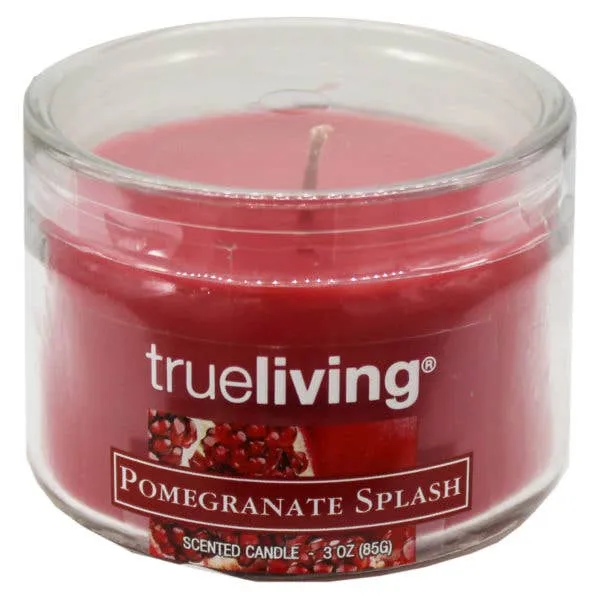 True Living 3OZ Pomegranite Splash Scented Candle MOQ-14Pcs, 2.06$/Pc — wholesale Home & Décor by the case