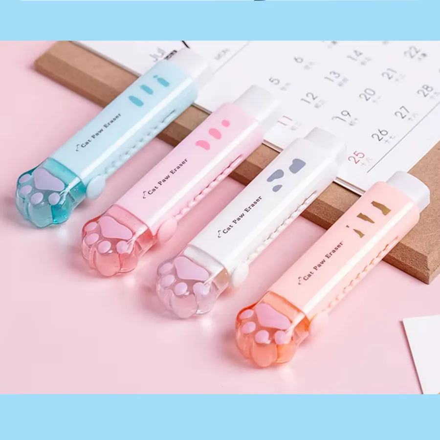 Creativity Cute Cat Claw Push Pull Eraser For Kids -Assorted — wholesale Stationery & Office by the case