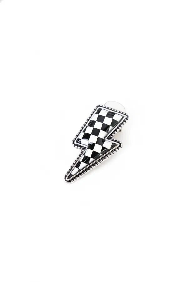 Black and White Checkered Bolt Hair Barrette - Trendy Hair Clip for Boutique and Salon — wholesale Apparel & Accessories by the case
