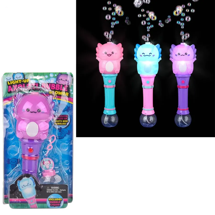 Light-Up Axolotl Bubble Wand Kids Toy -Assorted — wholesale Toys & Games by the case