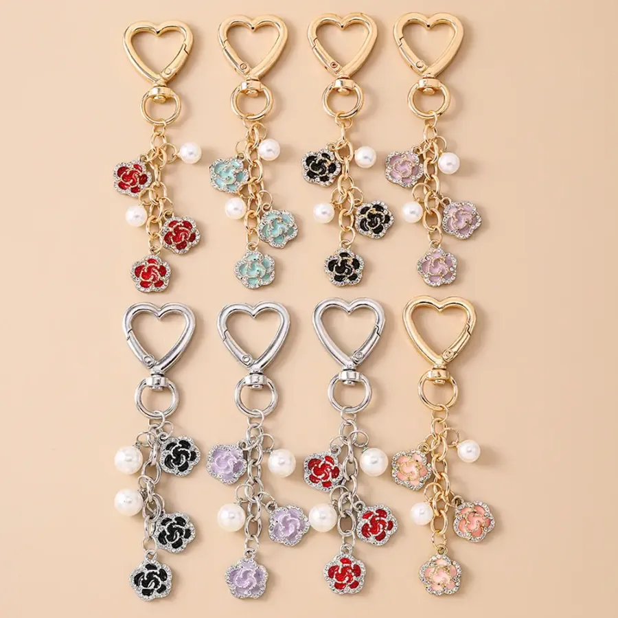 8-Color Pearl Rose Key Ring – Easter Handbag Pendant — wholesale Seasonal & Holiday by the case