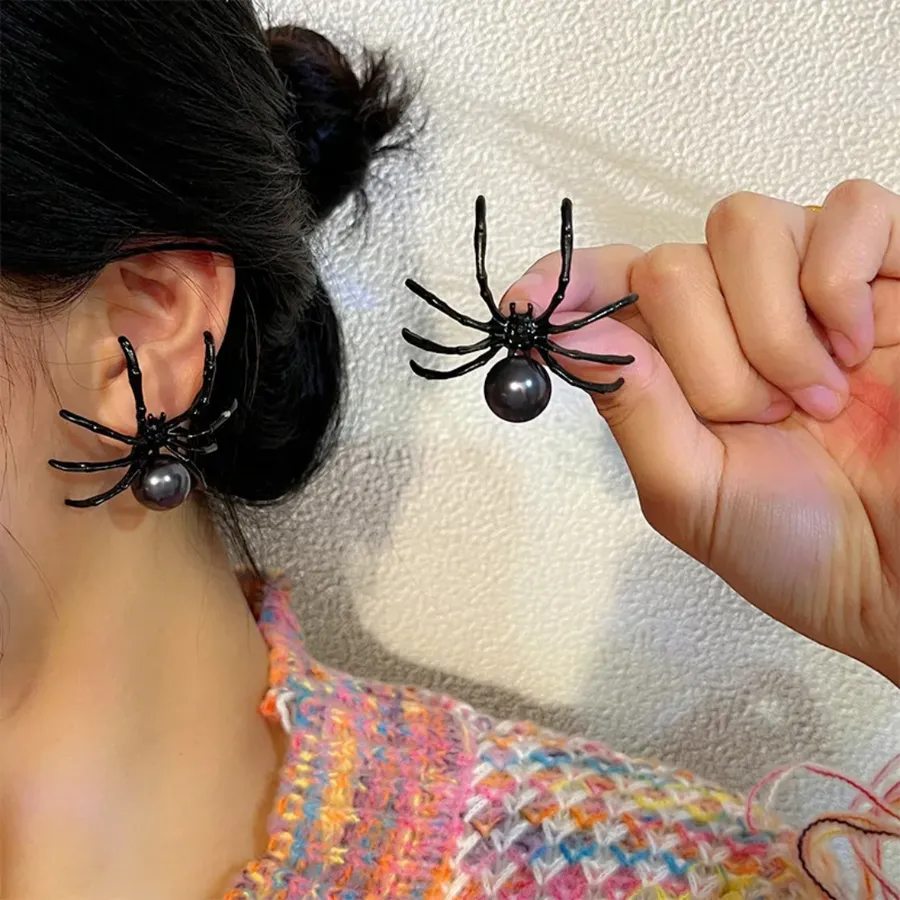 Fashion Black Spider Pearl Earrings for Women — wholesale Apparel & Accessories by the case