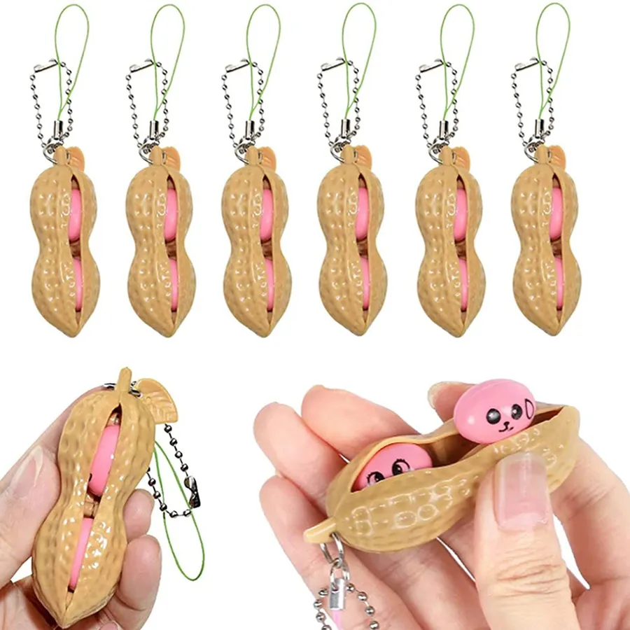 Peanut Squeeze Keychain- In Bulk — wholesale Fidgets & Sensory by the case