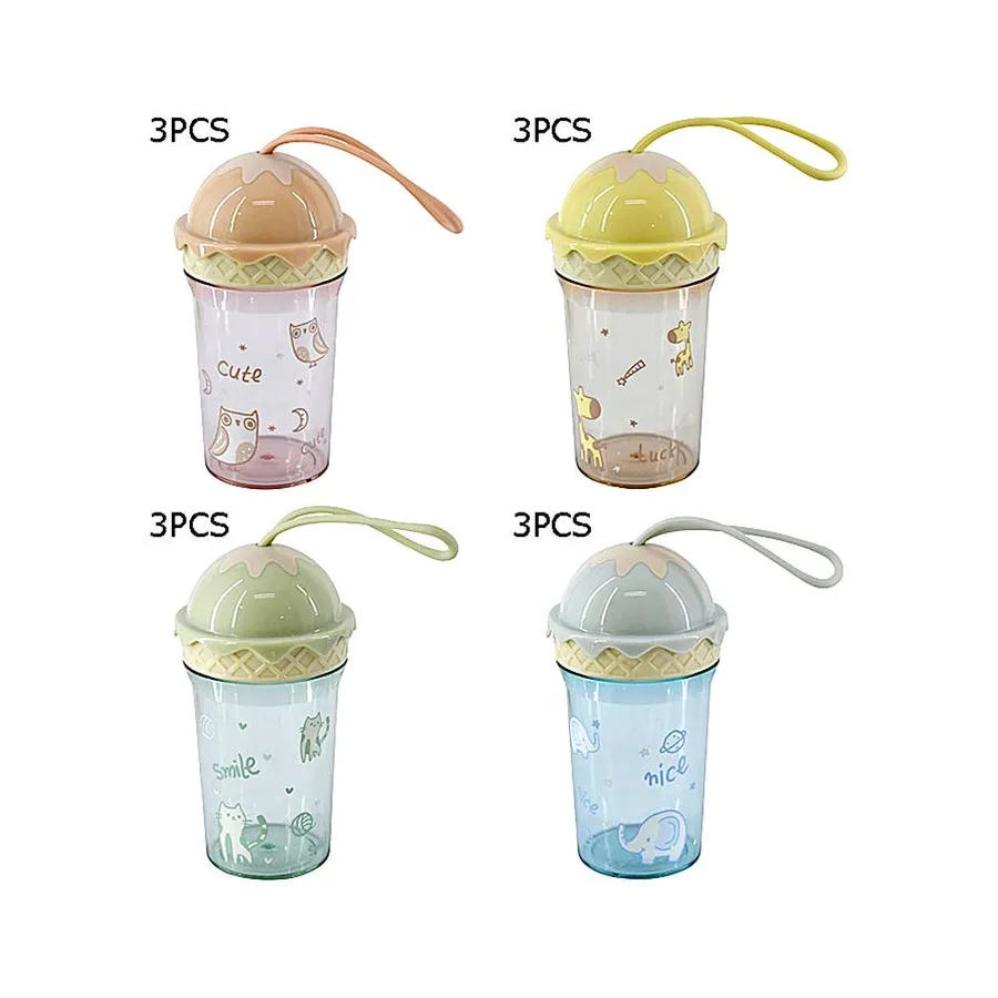 Animal Print Ice Cream Cone Water Bottles- Assorted — wholesale Kitchen & Drinkware by the case