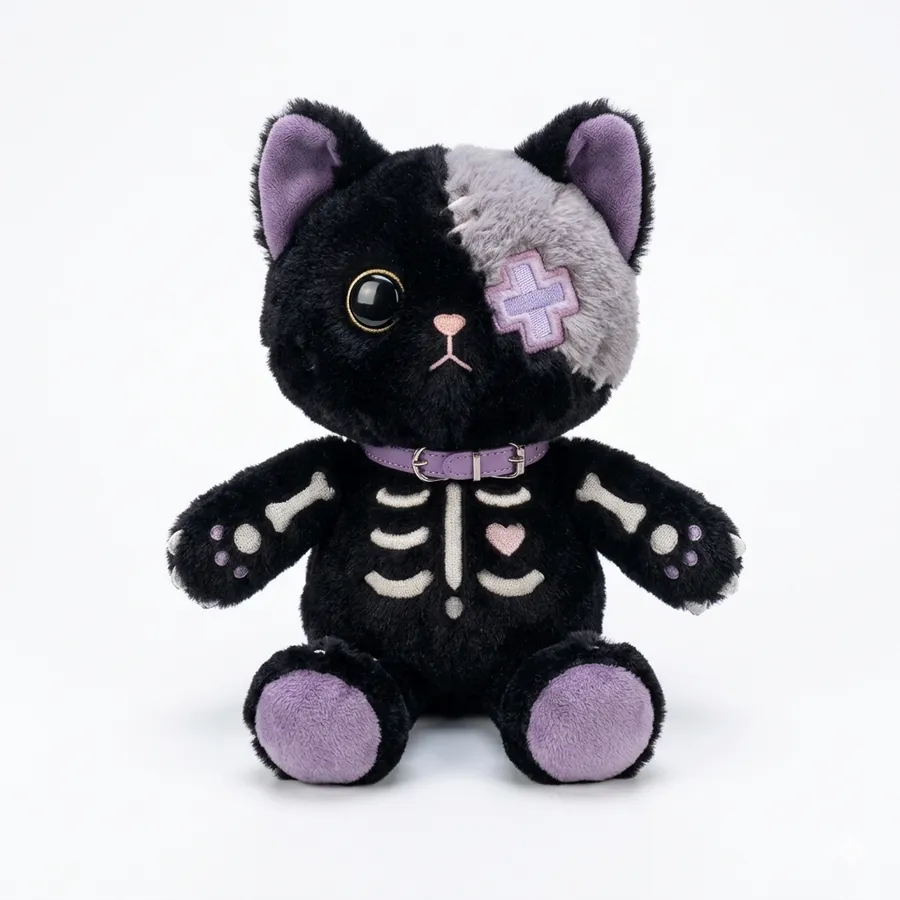 Skeleton Cat Plush Toy 35cm – Spooky Cute Halloween — wholesale Plush & Squishies by the case